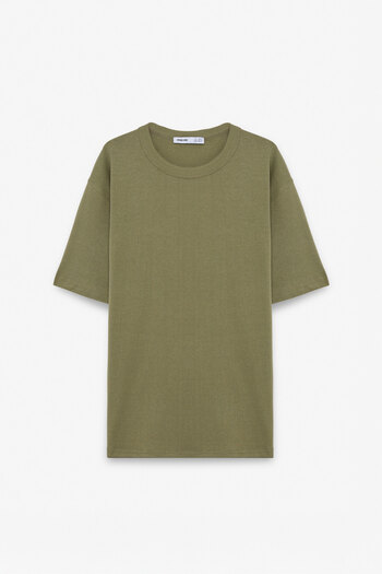GRIMELANGE Peltz Men's Relaxed Crew Neck Short Sleeve Khaki T-Shirt
