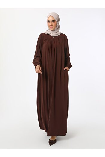 Refka Zippered Medina Silk Ferace - Brown - Refka