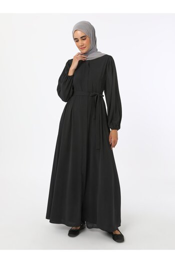 Refka Medina Silk Ferace with Binding Detail - Black - Refka