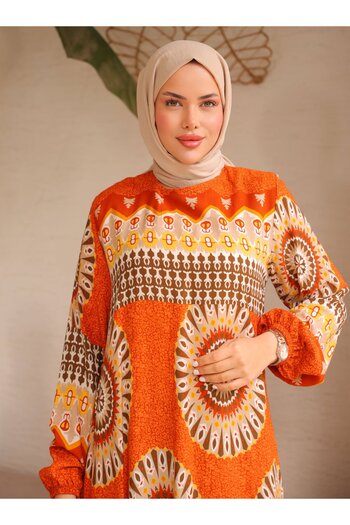 SAHRA BUTİK Hijab Dress - Orange - Sahra Butik