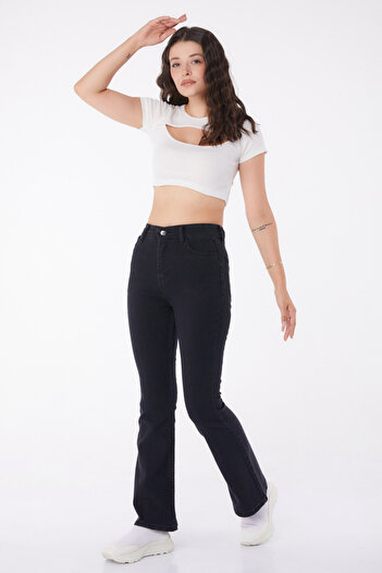 TOFİSA Flared Leg Jeans Anthracite - 25960