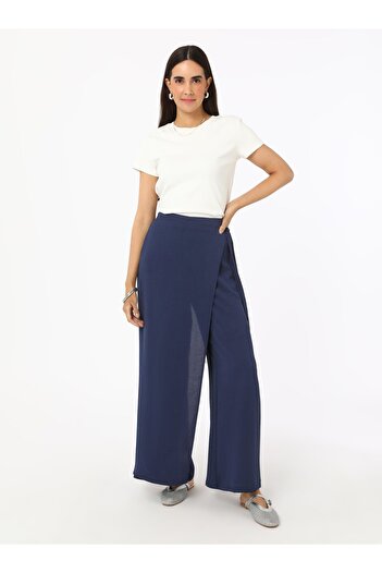 Benin Side Tie Detailed Trouser Skirt - Navy Blue -