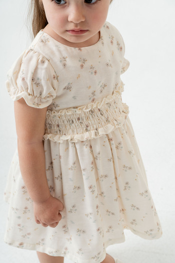 Titimixkids 100% Cotton Muslin Girl's Dress with Floral Pattern and Lining