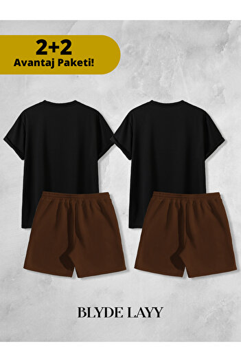 BLYDE LAYY Angel-Demon Printed Unisex 2-Piece Lover Couple Combination (2 Shorts - 2 T-Shirt Set Advantage Package)