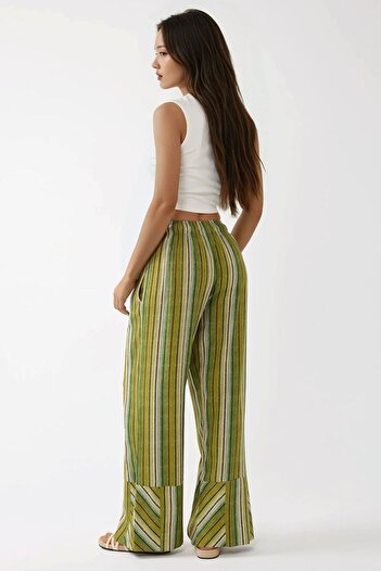 Hiccup Wide Leg Line Patterned Relaxed Cut Trousers