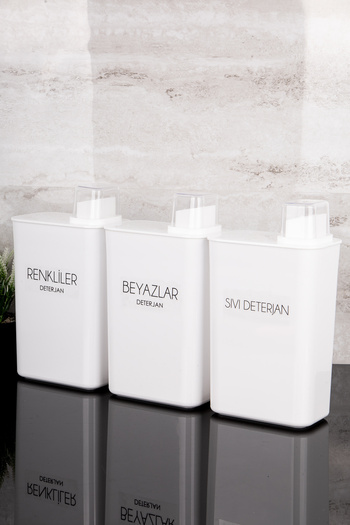 Dolkin Home Set of 3 Self-Scaled Detergent Dispenser Boxes Colors Whites Liquid Detergent Labeled 3000ml