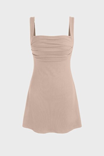 Hiccup Gathered Square Neck Mini Dress