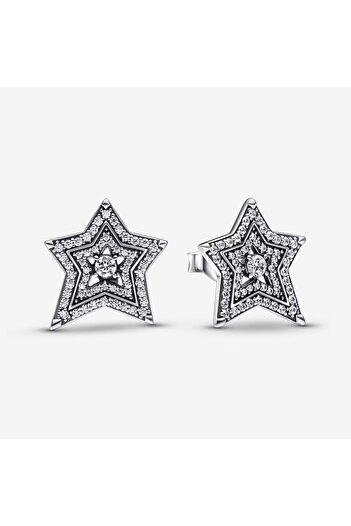 Pandora Pandora Celestial-inspired Asymmetric Star Earrings in Zirconia and 925 Sterling Silver