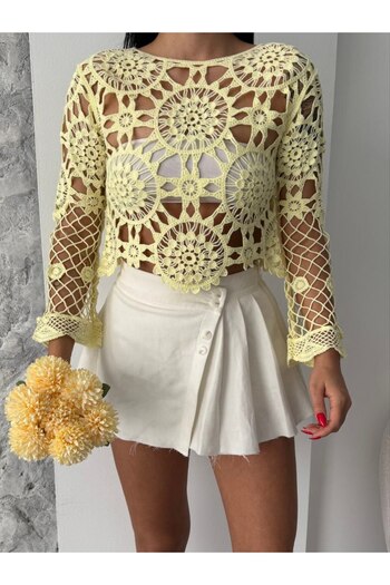 Cistern İstanbul Women's Lace Braided Knitwear Blouse