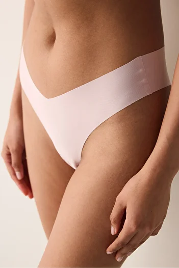 Penti Βραζιλιάνικο εσώρουχο Invisible Laser Cut Lace V Shape Dusty Rose Pink