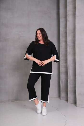 Esina Set Trening Femei Tesatura Cristal Capri Lungime