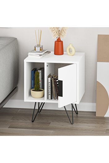 Mourah Home Glynn Modern Nightstand with Metal Legs, Storage Side Table for Bedroom & Living Room, Small Spaces