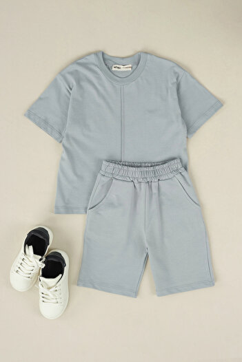 Mioma Kids Front Stitching Detailed Suit Gray