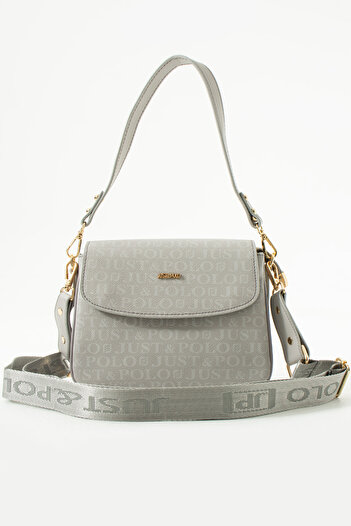 Just Polo Gray Women's Shoulder Bag New Season Monogram Fabric 2197