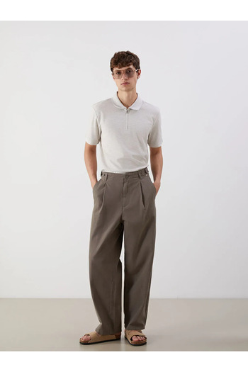LC Waikiki Xside Brown Standard Fit Gabardine Men's Pleated Pants