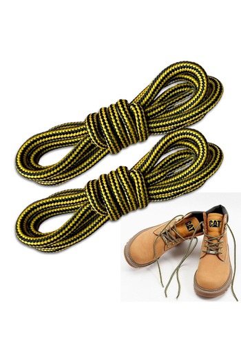 Mawrond 120 Cm, Yellow and Black Color, Extra Strong, Thick, Ribbed Round Boots, Shoelaces (1 Pair)