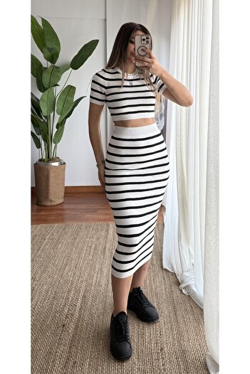 Daves Strappy Striped Knitwear Set