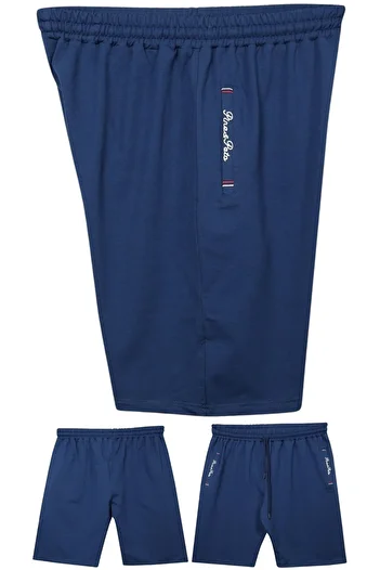 marufshop Large Size 110 - Suitable for 155 Kilos Lycra Combed Cotton Men's Shorts with Embroidered Detailed Fitted Pockets