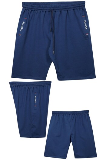 marufshop Large Size 110 - Suitable for 155 Kilos Lycra Combed Cotton Men's Shorts with Embroidered Detailed Fitted Pockets