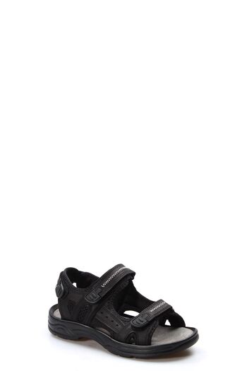 FAST STEP Men's Genuine Leather Daily Comfortable Summer Beach Lightweight Double Strap Sandals Black 907ga1517