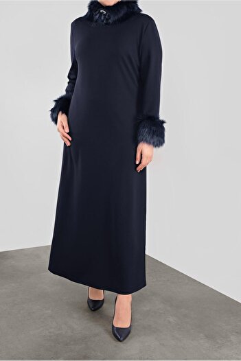 Alvina Furry Collar and Cuffed Dress - Model 20111