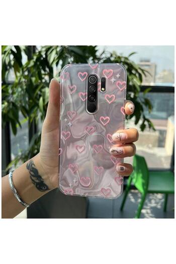 Zebana Xiaomi Redmi 9 Compatible Case Zebana Pink Heart Silicone Case Pink