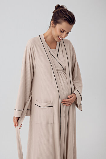Artış Flexible Viscous Short Sleeve Maternity Pajama Set