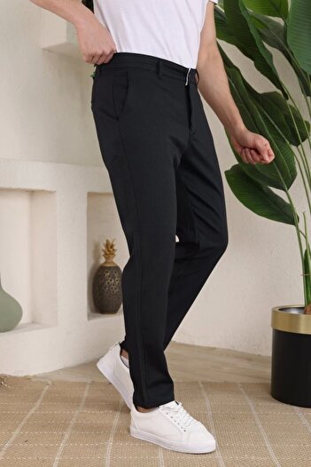 Silerra Men's Casual Slim Fit Cord Patterned Fabric Trousers