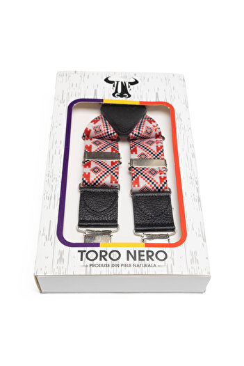Toro Nero Men's Traditional Red Suspenders