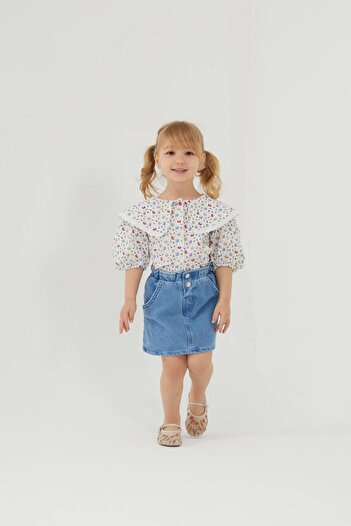 noliva bebek ve çocuk Eid Girl's Denim Skirt Suit