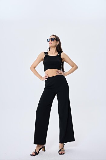 Peraluna Memphis Trouser Women's Relaxed Fit Knitwear Trousers - Black
