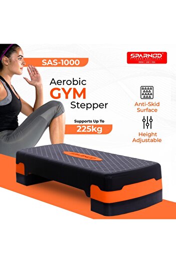 Sparnod Fitness SAS-1000 StepperAdjustableHeight,Supports upto225kg, StrengthTraining& PilatesOrange