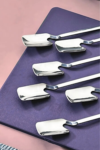 ÖzSa Home Luxury Ice Cream and Dessert Spoon Set of 6 with Stainless Steel Hanger 6 Ice Cream Spoons