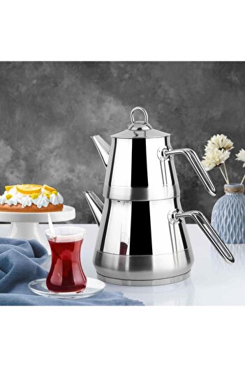 Lines Yonca Lines Pyramid Mini Size Steel Teapot Metal Handle