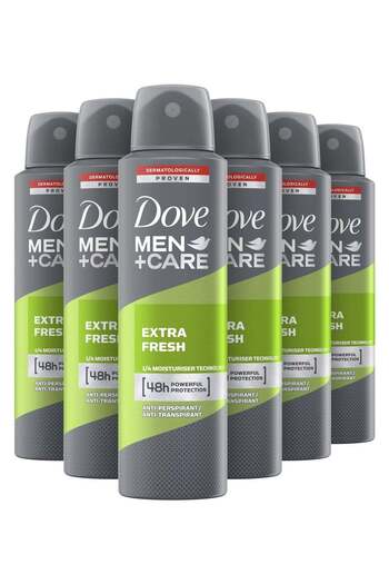 Dove Men+Care Extra Fresh Dry Antiperspirant Deodorant Spray 150ml (Pack of 6)