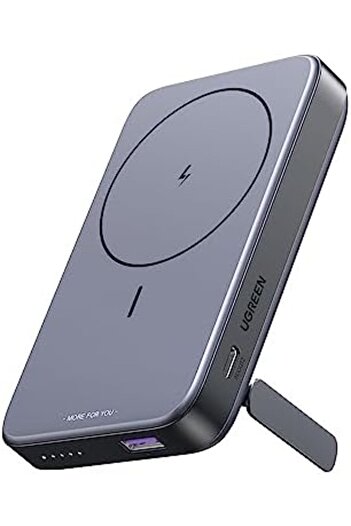 Ugreen UGREEN Wireless Power Bank 10000mAh with Magnetic Stand, MagSafe Battery Pack for iPhone 12-16, Gray
