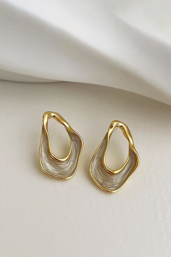 Glaren Asymmetrical Enamel Gold Color Women's Earrings