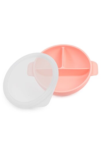 jojobebek Pink Silicone Feeding Set - Food Plate with Lid, Bowl, Fork, Spoon, Cup and Straw