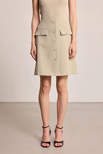Gusto Buttoned Mini Skirt - Green