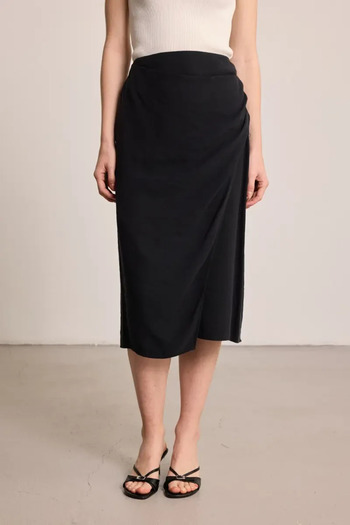 Gusto Wrap Cut Modal Skirt - Black