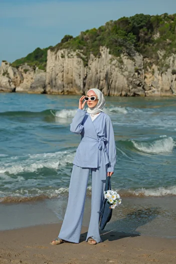 LOCCO Women's Seersucker Suit Blue