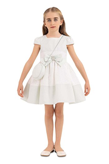 Pamina Rochie elegantă cu geantă, - Pentru fete, cu model brodat, verde, 33315 - 110 cm, verde