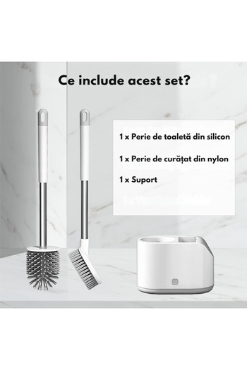 varioshop Set 2 Perii din Silicon pentru Toaleta VarioShop®, Suport Perii, pentru Cada, Chiuveta, Utilizare U