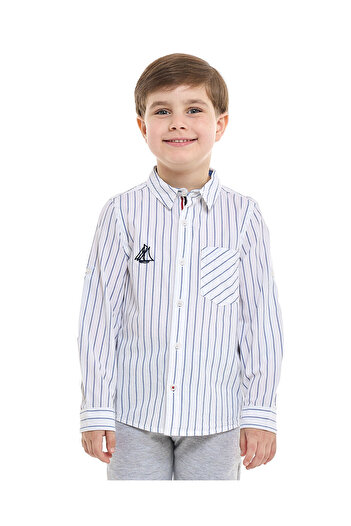 R&B Striped Shirt with Classic Collar and Long Sleeves