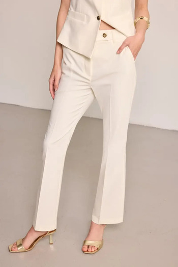 Gusto Pipe Leg Linen Blend Trousers - Ecru