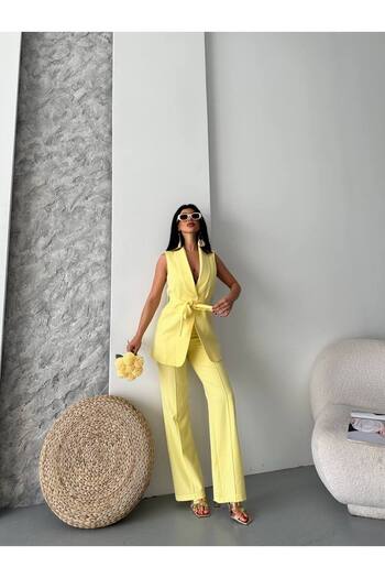 ZF BUTİK Belted Vest and Trousers Suit