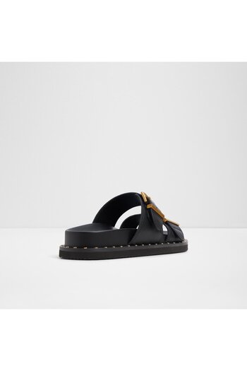 Aldo Elyna - Women's Genuine Leather Black Flat Flat Slippers