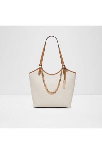 Aldo Ybelihar - Women's Faux Leather Ecru Top Zipper Closure Large Size Bag