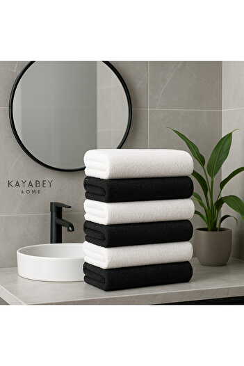 KAYABEY HOME Set of 6 Hand & Face Towels (30×30 cm) 100% Cotton – Soft & Fast Drying Mini Towel