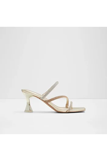 Aldo Jewella - Women's Textile Gold Small Heel Slip-On Heeled Slippers